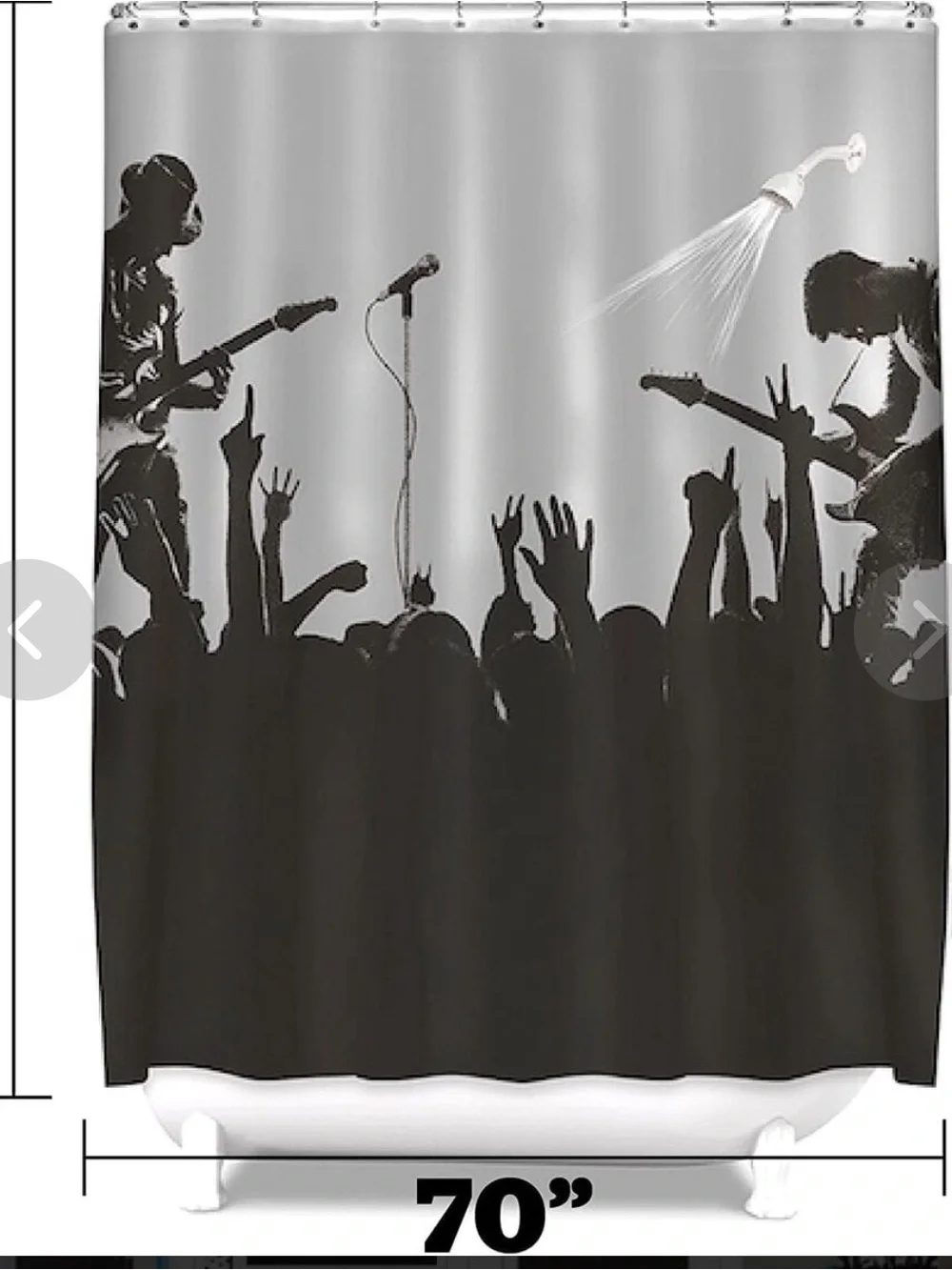 Rockstar Shower Curtain - Black Silhouette Design